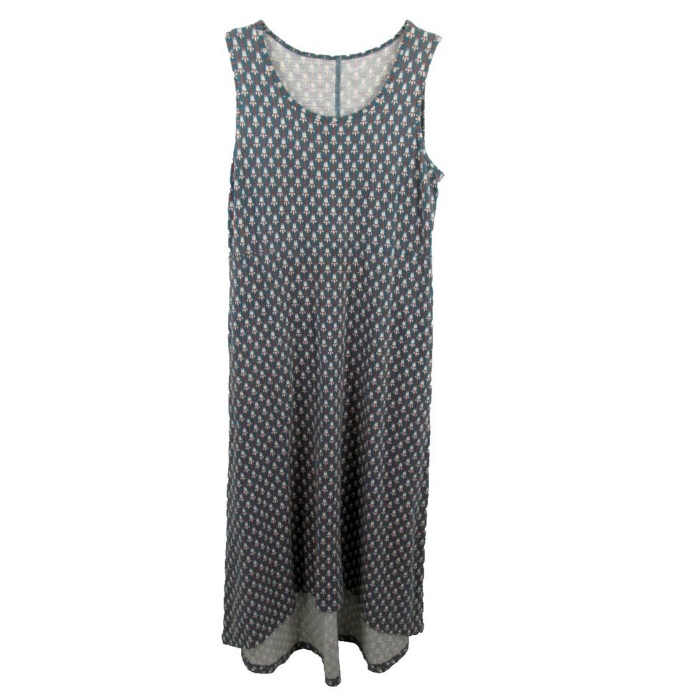 Duluth Trading Co Maxi Shift Dress Womens Medium Green Graphic Print Stretch 56"